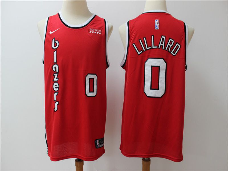 Men Portland Trail Blazers 0 Lillard Red Game Nike NBA Jerseys